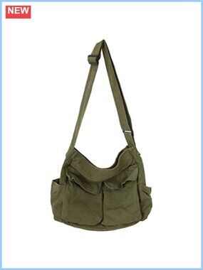 Canvas Tote Bag Large Hobo Crossbody Messenger Shoulder Bag with Pockets